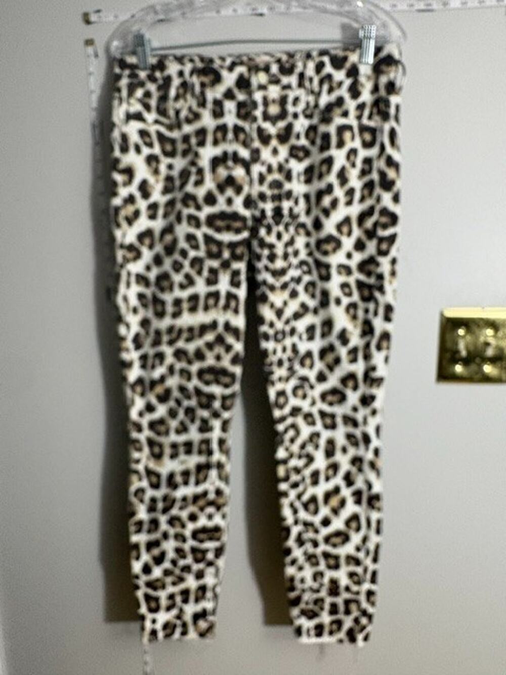 MOTHER Looker Ankle Fray Jeans Womens 31 Leopard Tiger Print High Rise Skinny US